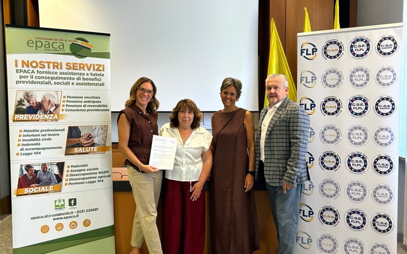 FLP–CSE e Coldiretti insieme per offrire nuovi servizi ai lavoratori: sottoscritta la convenzione con il Patronato EPACA e il CAF Coldiretti della Provincia di Alessandria e Asti